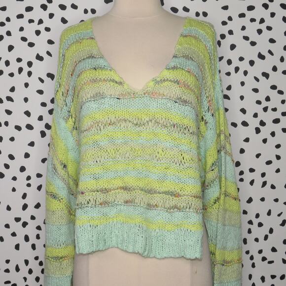 Free People Sugared Mint Lake Life Cropped Knit Pullover Sweater - Picture 5 of 12